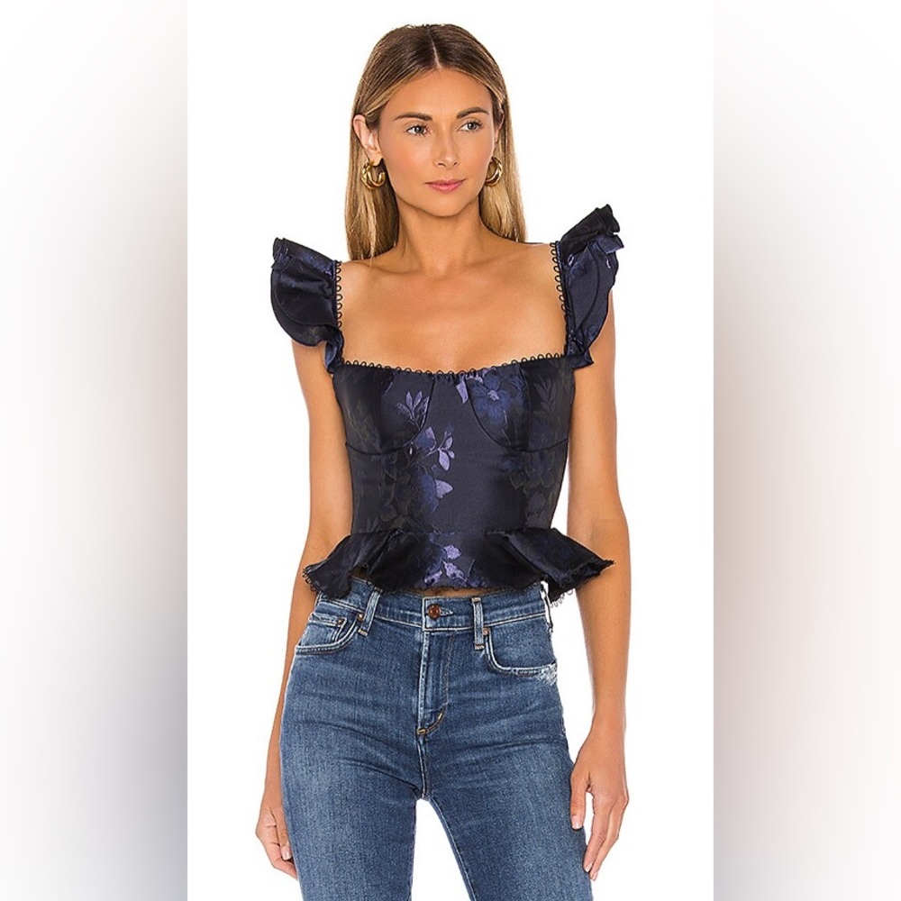 V.CHAPMAN PROVENCE BLOUSE SZ 2 NAVY